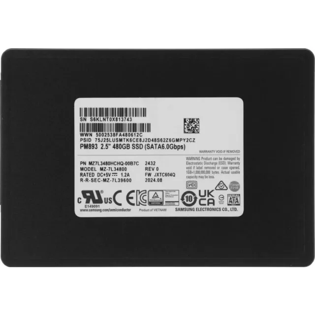 Твердотельный накопитель Samsung SSD 480GB MZ7L3480HCHQ-00B7C SATA3 PM893