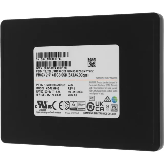 Твердотельный накопитель Samsung SSD 480GB MZ7L3480HCHQ-00B7C SATA3 PM893
