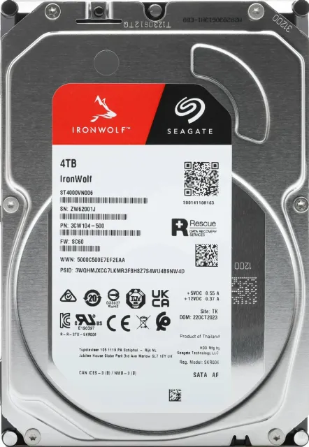 Жесткий диск Seagate IronWolf 4TB 3.5" 5400RPM 256MB SATA NAS ST4000VN006