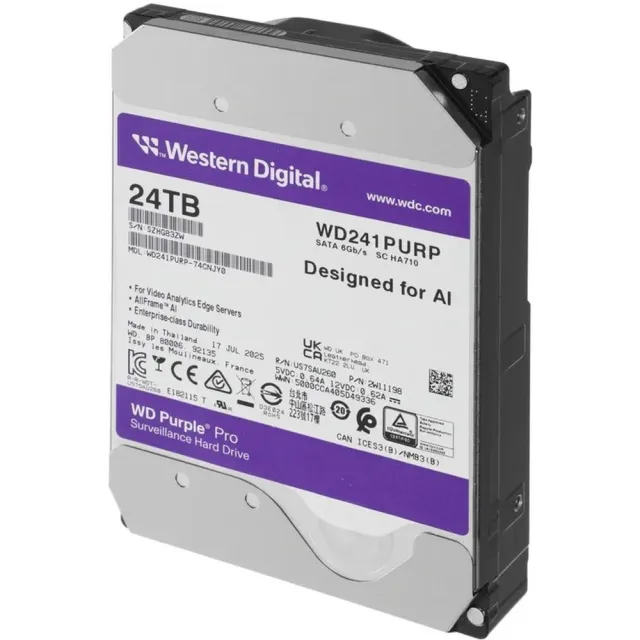 Жесткий диск WD Purple PRO 24TB 3.5" 7200RPM 512MB SATA DV AI WD241PURP