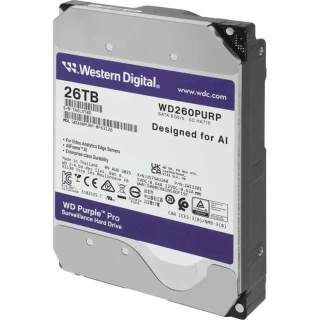 Жесткий диск WD Purple PRO 26TB 3.5" 7200RPM 512MB SATA DV AI WD260PURP