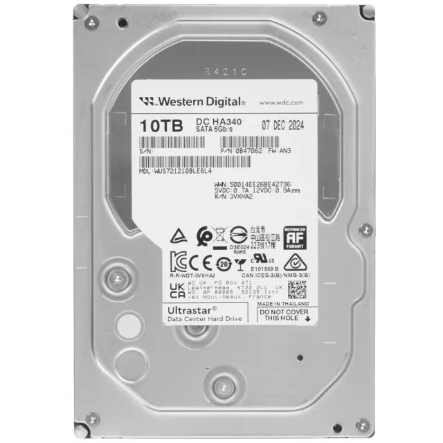 Жесткий диск серверный WD Ultrastar 10TB 3.5" 7200RPM 512MB SATA Enterprise WUS721210BLE6L4