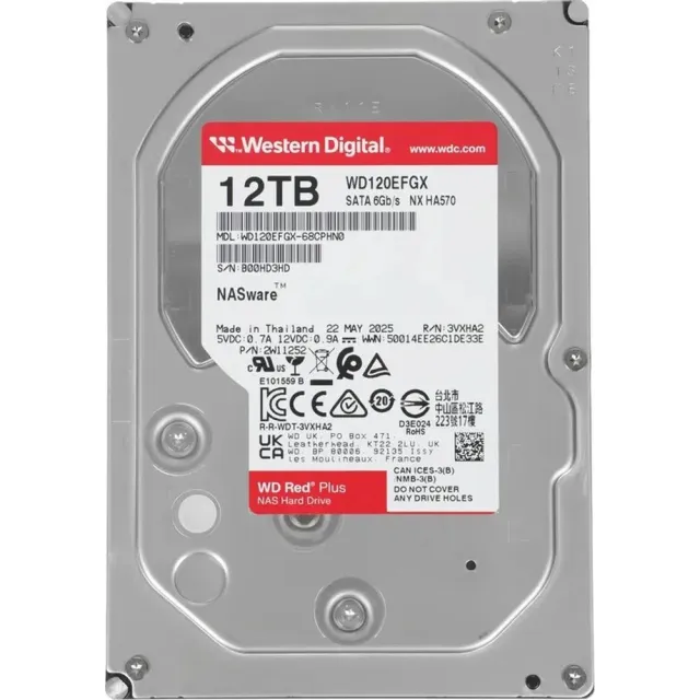 Жесткий диск WD Red Plus 12TB 3.5" 7200RPM 512MB SATA NAS WD120EFGX