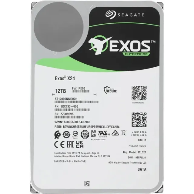 Жесткий диск серверный Seagate Exos 12TB 3.5" 7200RPM 512MB SATA Enterprise ST12000NM002H