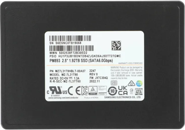 Твердотельный накопитель Samsung SSD 2TB MZ7L31T9HBLT-00A07 PM893 2.5" 7mm SATA3
