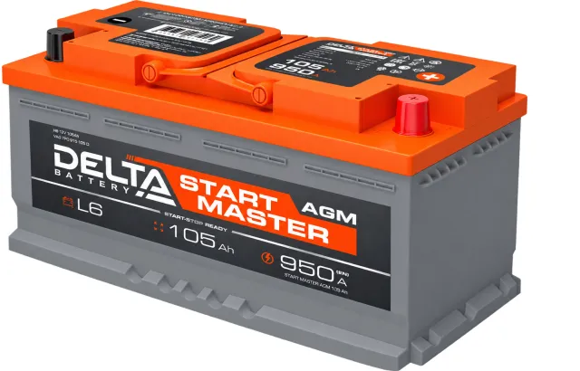 Автомобильная аккумуляторная батарея DELTA START MASTER 105 Ah AGM
