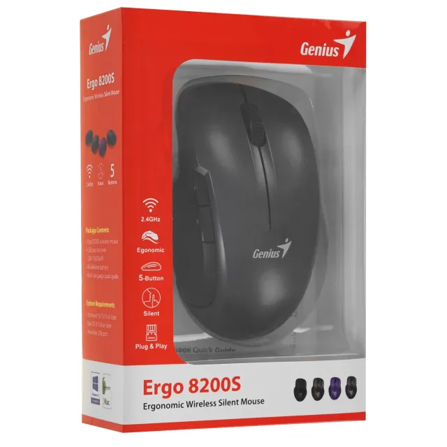 Мышь Беспроводная Genius Ergo 8200S Iron Grey