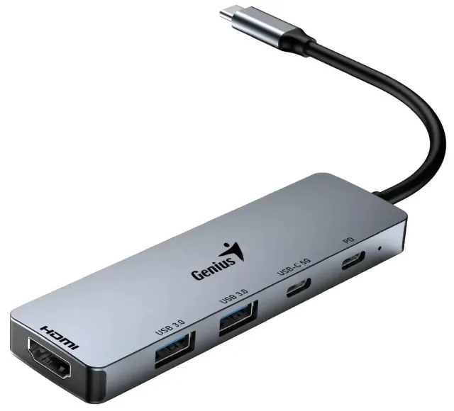 USB-Хаб Genius UH-500 Iron Grey (USB-C PD, USB 3.0x2, USB-Cx2, 4K HDM)