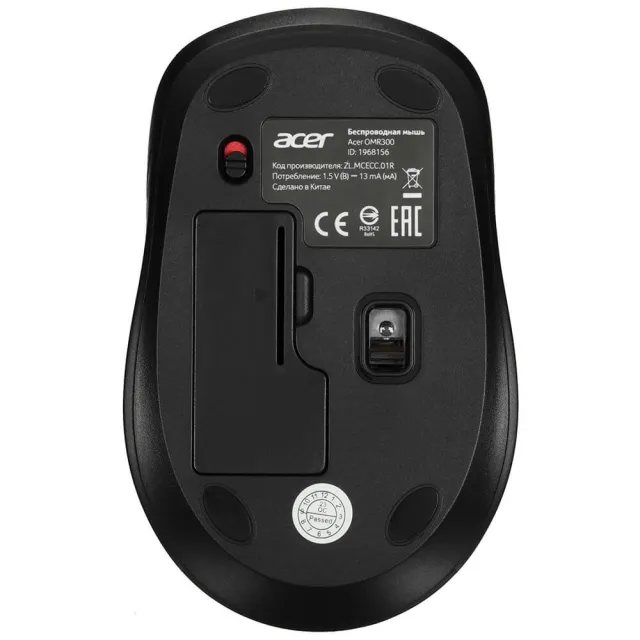 Мышь Acer OMR300 черный оптич. 1600dpi беспров. USB 6but (ZL.MCECC.01R)