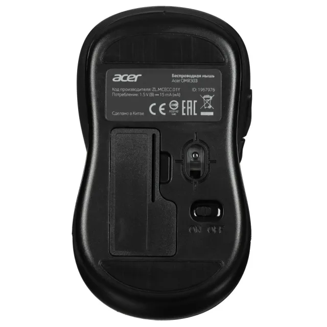 Мышь Acer OMR303 черный оптич. 1600dpi беспров. USB 6but (ZL.MCECC.01Y)