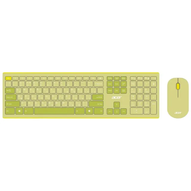 Клавиатура + мышь Acer OCC205 клав:зеленый/желтый мышь:зеленый/желтый USB беспроводная slim