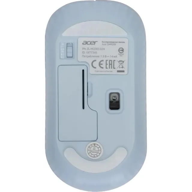 Мышь Acer OMR205 белый/голубой оптическая(1200dpi)беспроводная USB для ноутбука (2but) ZL.MCEEE.02H