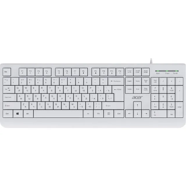 Клавиатура Acer OKW400 белый USB Multimedia (ZL.KBDEE.01B) каб.:1.8м