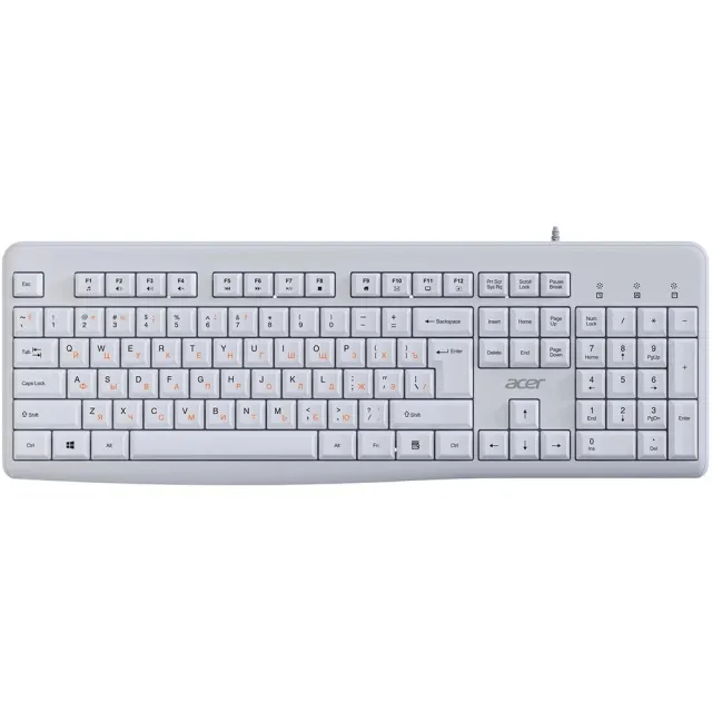 Клавиатура Acer OKW500 белый USB Multimedia (ZL.KBDEE.01S) каб.:1.8м