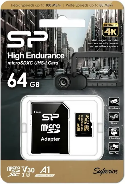 Карта памяти Silicon Power Superior Pro microSDXC SP064GBSTXDV3V1HSP 64GB A1, V30, UHS-I Class 3 (U3