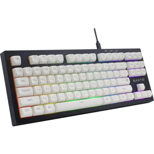 Клавиатура проводная игровая DEFENDER Harpie GK-401 RU,чер/бел,87кн+FN,радуж,1.5м