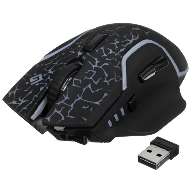 Мышь беспроводная игровая DEFENDER Oneshot GM-067 черный,LED,7D,300 мАч, 3200dpi