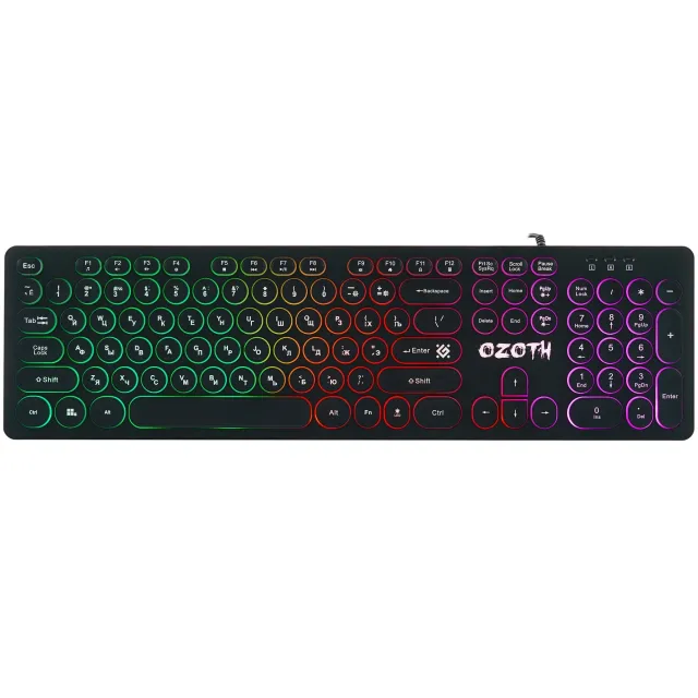 Клавиатура проводная игровая DEFENDER Ozoth GK-106 RU,черный,радужная,104+FN
