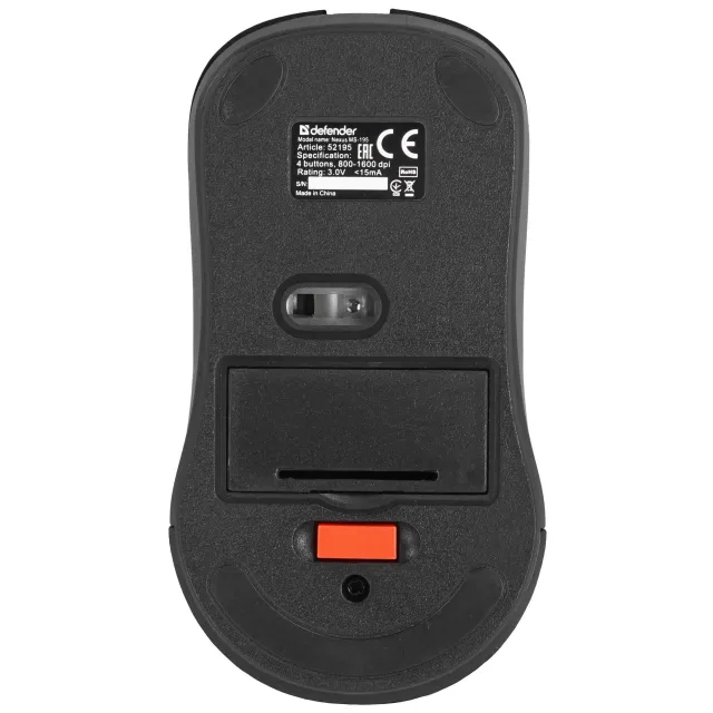 Мышь беспроводная оптическая DEFENDER Nexus MS-195 черный,4 кнопки,800-1600 dpi
