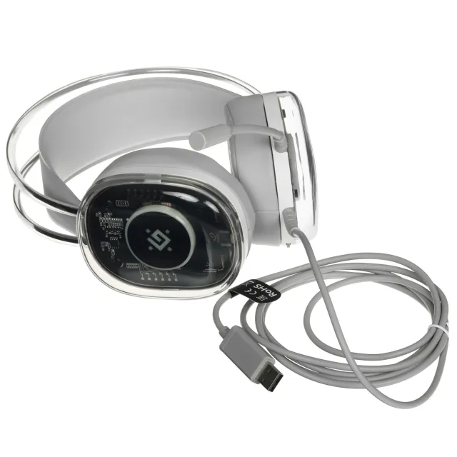 Гарнитура игровая DEFENDER Cyborg белый, 7.1, RGB, провод 2 м