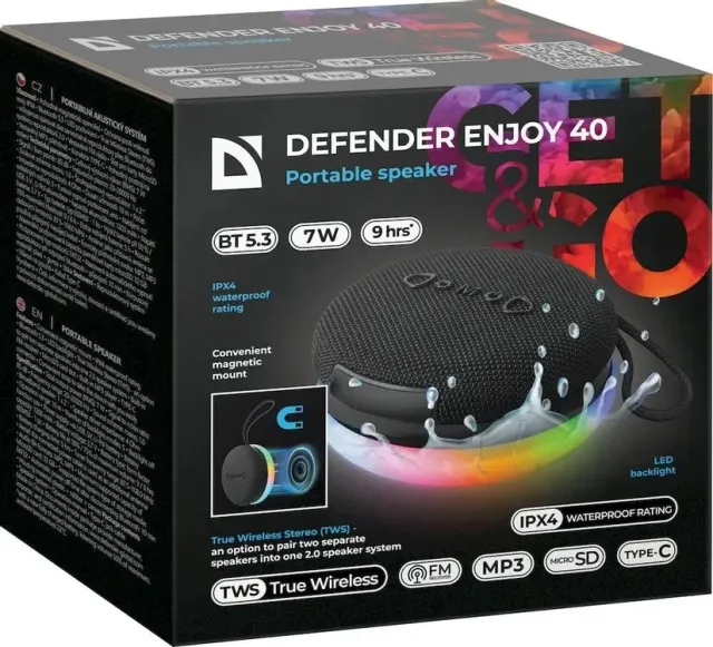 Колонка портативная DEFENDER Enjoy 40 7Вт, Magnet/BT/IPX4/FM/TF/TWS