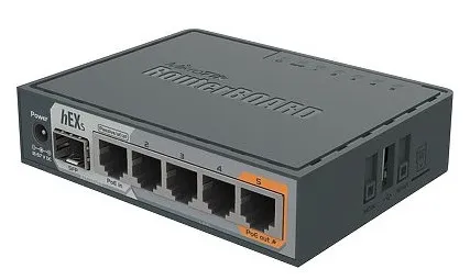 Коммутатор MIKROTIK hEX S RB760iGS 5*10/100/1000 LAN, 1*PoE, 1*SFP