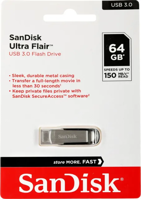 Флеш-накопитель SanDisk Ultra Flair SDCZ73-064G-G46 USB 3.2 Gen1 64GB black/aluminum