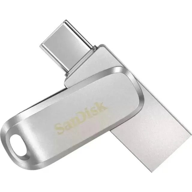 Флеш-накопитель SanDisk Ultra Dual Drive Luxe SDDDC4-256G-G46 USB 3.2 Gen1 256GB silver (metal)