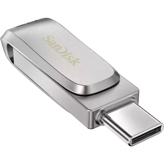 Флеш-накопитель SanDisk Ultra Dual Drive Luxe SDDDC4-256G-G46 USB 3.2 Gen1 256GB silver (metal)