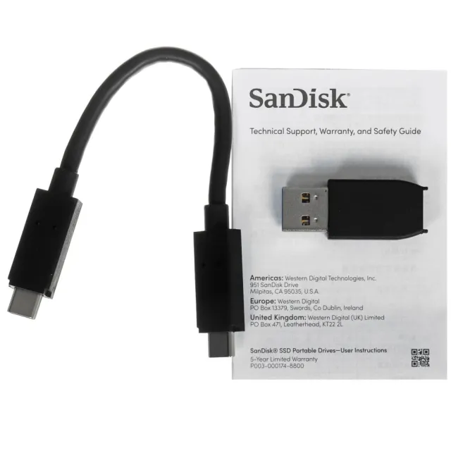 Внешний SSD SanDisk 500Gb SDSSDE61-500G-G25 Type-C, USB 3.2 Gen2, R/W 1050/1000, black