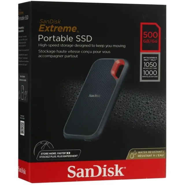Внешний SSD SanDisk 500Gb SDSSDE61-500G-G25 Type-C, USB 3.2 Gen2, R/W 1050/1000, black