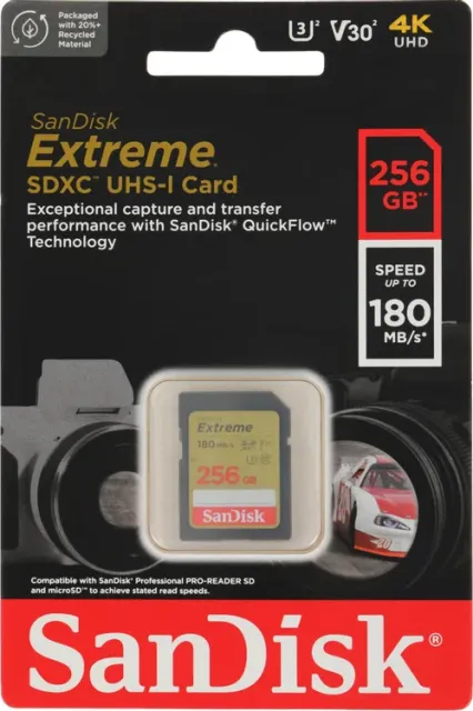 Карта памяти SanDisk Extreme SDXC SDSDXVV-256G-GNCIN 256GB V30 UHS-I Class 3 (U3) Class 10
