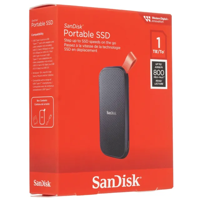 Внешний SSD SanDisk 1TB SDSSDE30-1T00-G26 Type-C, USB3.2 Gen2 800MB/s, black