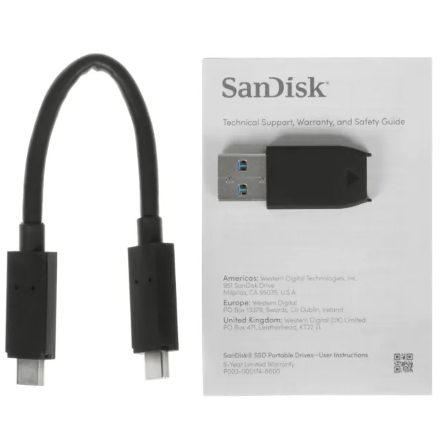 Внешний SSD SanDisk 1TB Portable Drive SSD-USB-C, USB 3.2 Gen 2
