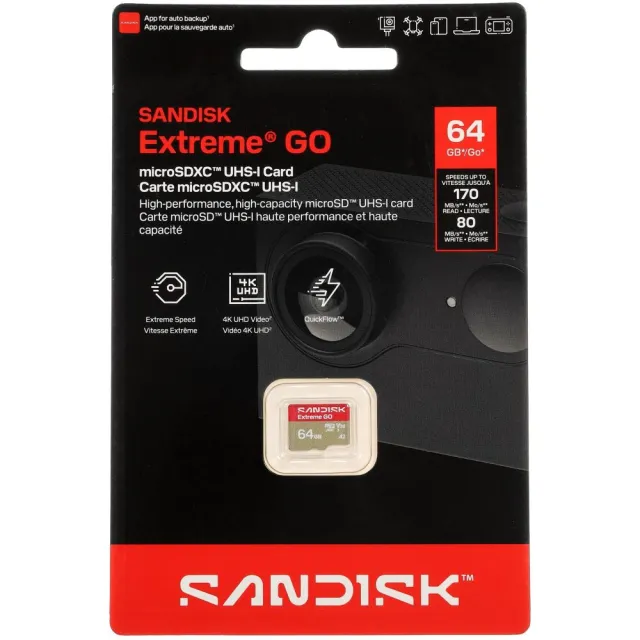 Карта памяти SanDisk Extreme Go microSDXC SDSQXGN-064G-GN6MN 64GB A2, UHS Class 3, Video Class 30
