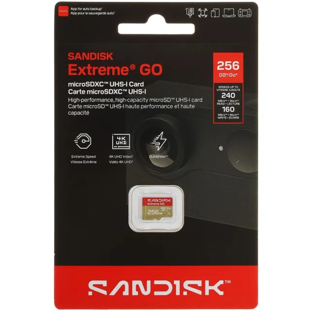 Карта памяти SanDisk Extreme Go microSDXC SDSQXGN-256G-GN6MN 256GB A2, UHS Class 3, Video Class 30