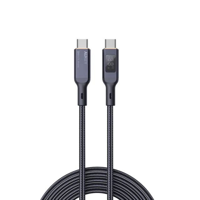 Кабель Aukey Nylon Braided 100w LCD 1m black