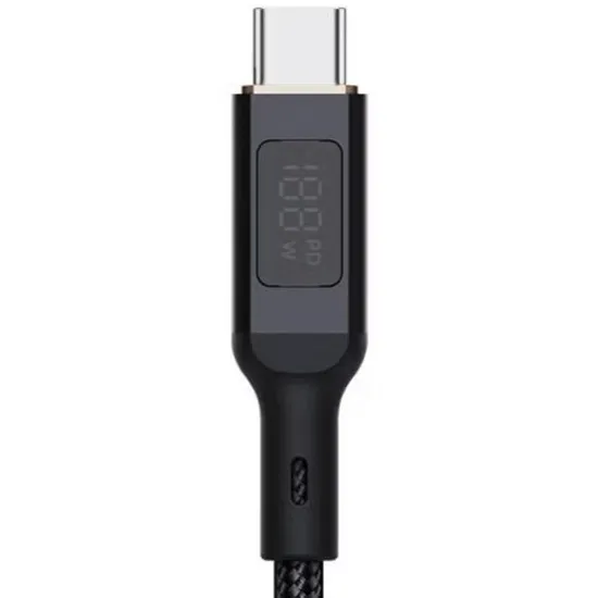 Кабель Aukey Nylon Braided 100w LCD 1m black