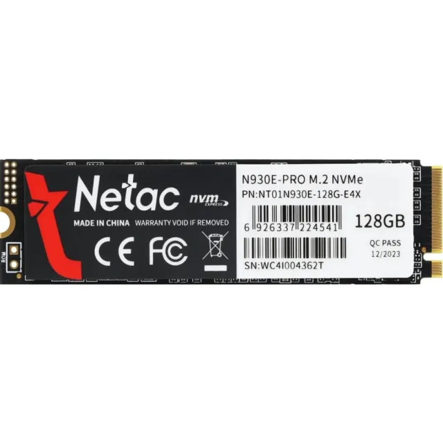 Твердотельный накопитель Netac SSD 128Gb NT01N930E-128G-E4X PCIe 3 x4 M.2 2280 NVMe 3D NAND