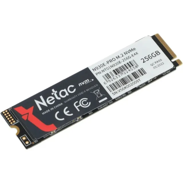 Твердотельный накопитель Netac SSD 256Gb NT01N930E-256G-E4X Pro PCIe 3 x4 M.2 2280 NVMe 3D NAND