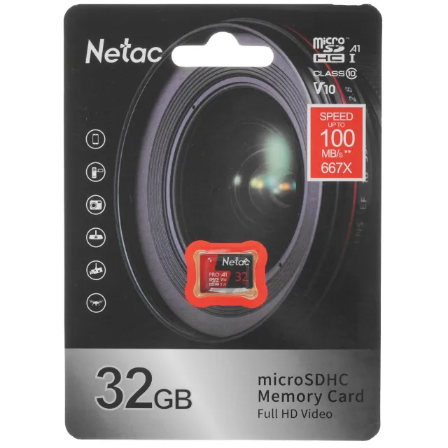 Карта памяти Netac Pro MicroSDHS NT02P500PRO-032G-S 32GB A1 V10 U1 C10
