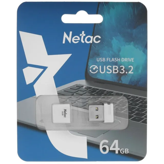 Флеш-накопитель Netac U116 mini NT03U116N-064G-32WH USB3.2 64GB, up to 130MB/s white