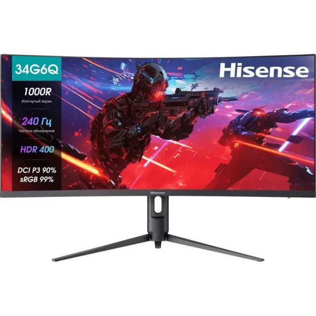 Монитор Hisense 34" 34G6Q-PRO, 3840x1440, VA, 240Hz, HDMIx2+DP, black