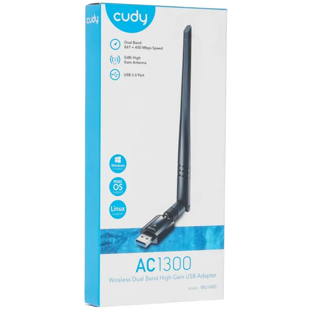 Беспроводной адаптер USB Cudy WU1400, AC1300, съемная антенна, USB 3.0