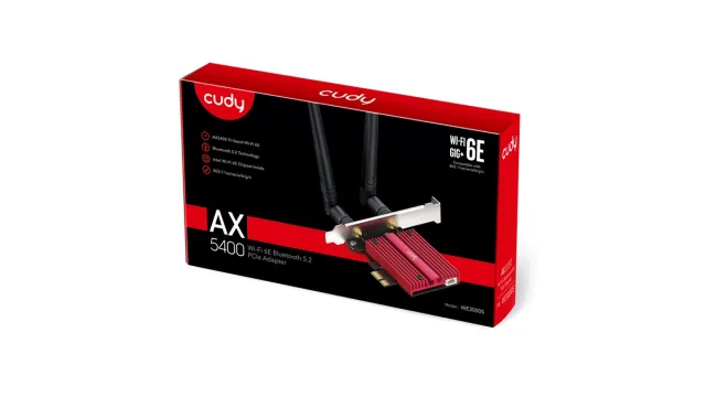 Беспроводной адаптер PCI-E Wi-Fi 6, Cudy WE3000S, AX5400, Bluetooth 5.2