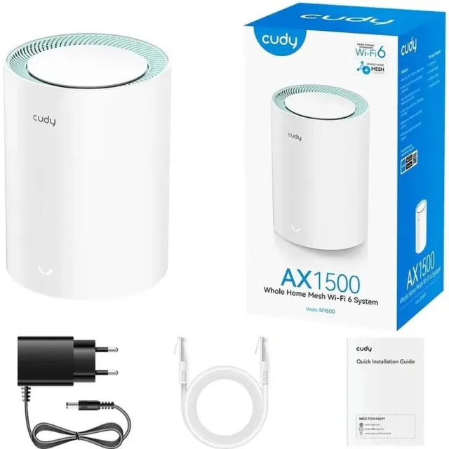 Система Mesh Cudy M1500(1-Pack) Wi-Fi 6 AX1500, 3 LAN 10/100/1000 Мбит/с.