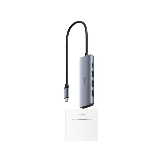 Концентратор USB Type-C Cudy UH405, HDMI, 3хUSB-A, питание Type-C, без БП