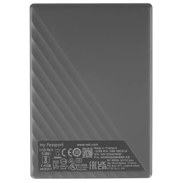 Внешний жесткий диск WD My Passport 6TB 2.5" USB 3.2 Gen 1 Black D8B WDBR9S0060BBK-WESN