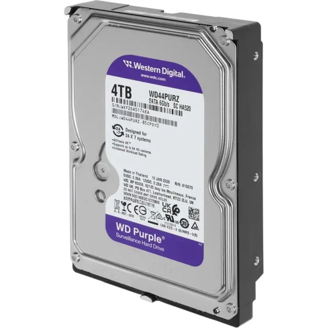 Жесткий диск WD Purple 4TB 3.5" 5400RPM 128MB SATA DV WD44PURZ