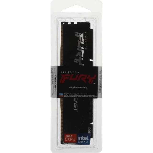 Оперативная память Kingston FURY DDR5 8GB 6000Mhz DIMM Beast Black EXPO KF560C36BBE-8